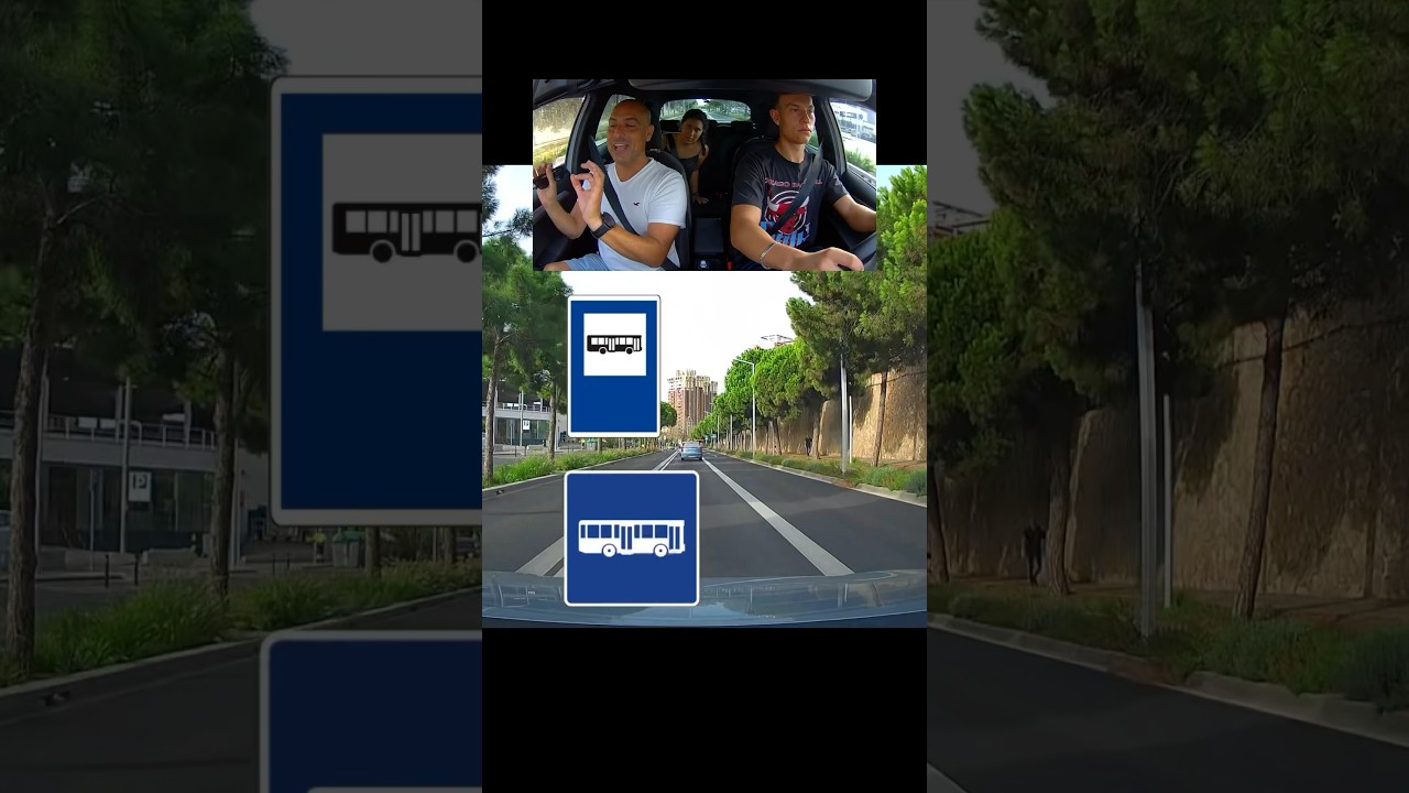 señal de parada de autobus y carril bus
